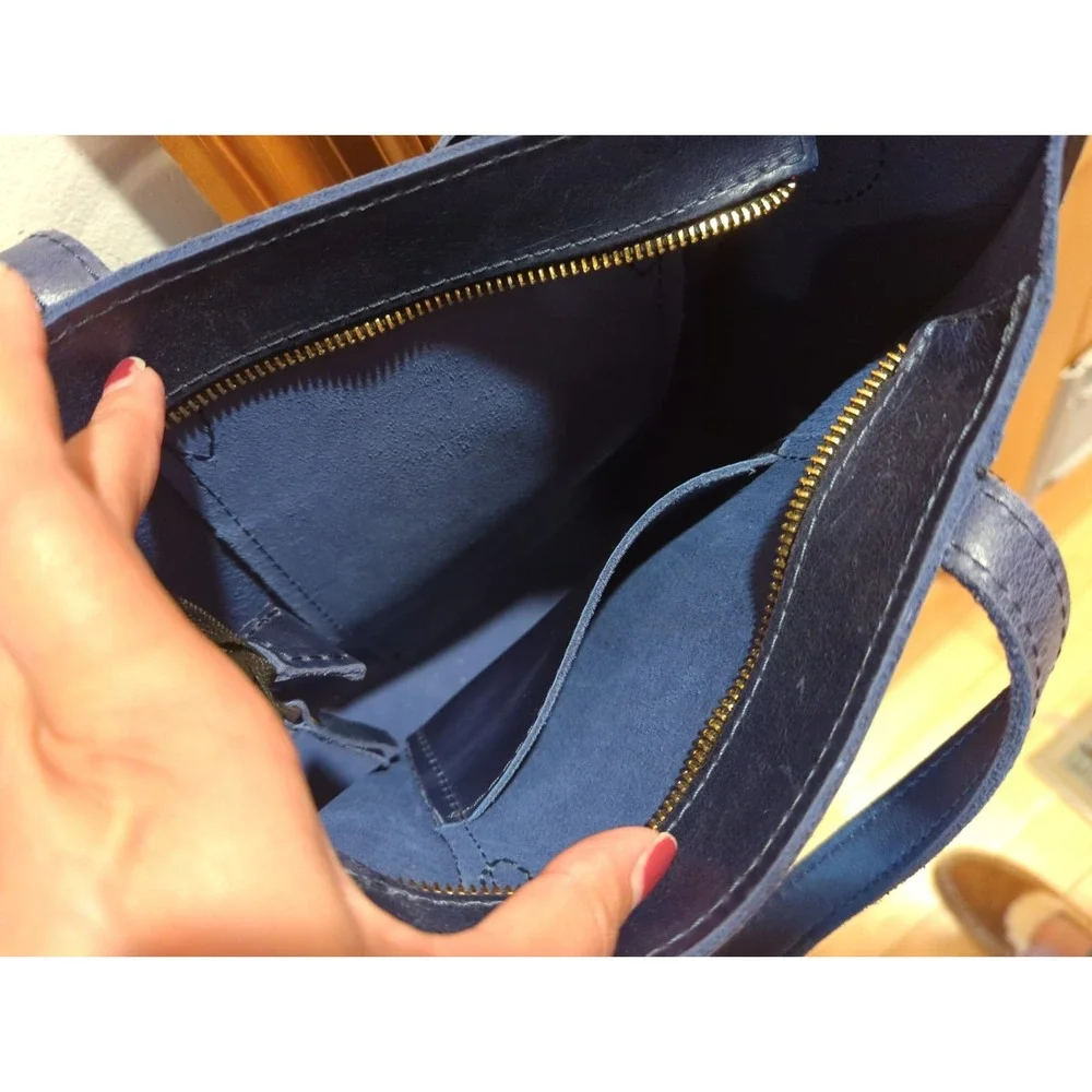 Portland Leather Goods Blue Satchel Bag Top Handle Crossbody‎ Adjustable Strap